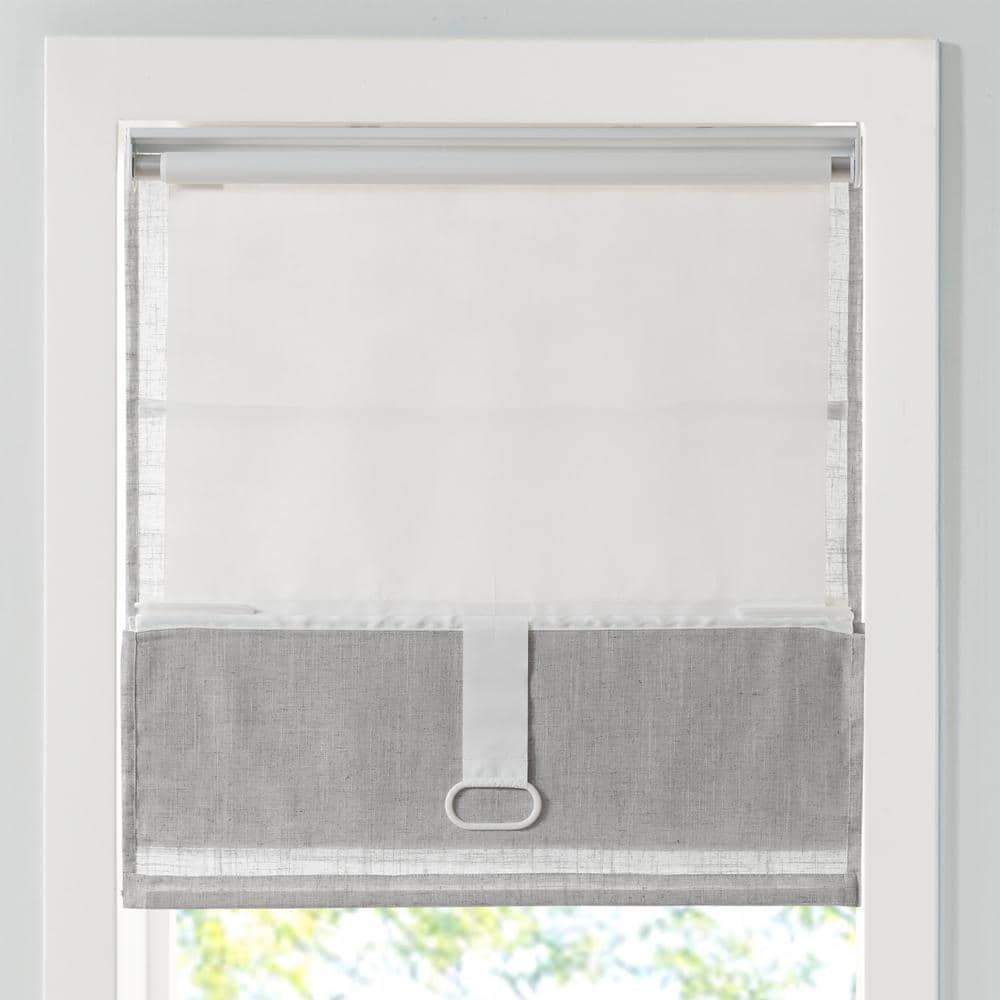 Gray Linen Blend Cordless Light Filtering Roman Shade