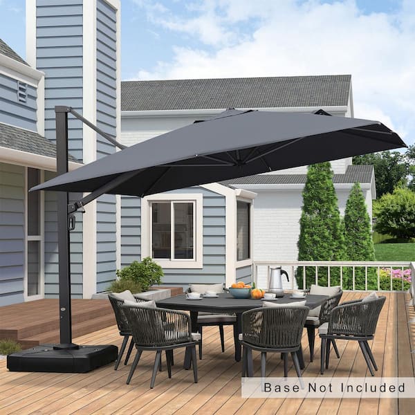 PURPLE LEAF 11 ft. Square Patio Umbrella Aluminum Large Cantilever Umbrella for Garden Deck Backyard Pool in Gray