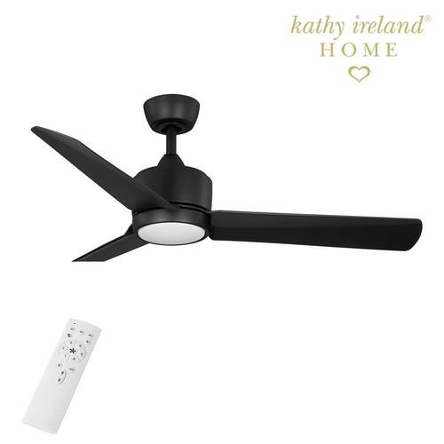 52 in. Captiva Indoor/Covered Outdoor Matte Black Downrod Ceiling Fan with Adjustable LED Light, DC Motor, and Remote Lighting
