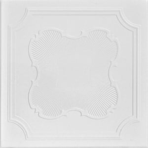 Coronado Plain White 1.6 ft. x 1.6 ft. Decorative Foam Glue Up Ceiling Tile (259.2 sq. ft./case)
