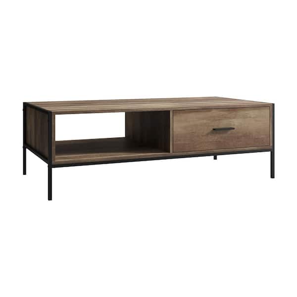 Kahomvis 48.5 in. Natural Rectangle Wood Coffee Table with Drawers and Storage Shelves