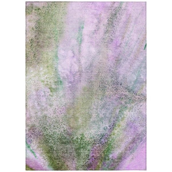 HomeRoots Purple 8 ft. x 10 ft. Abstract Indoor / Outdoor Area Rug