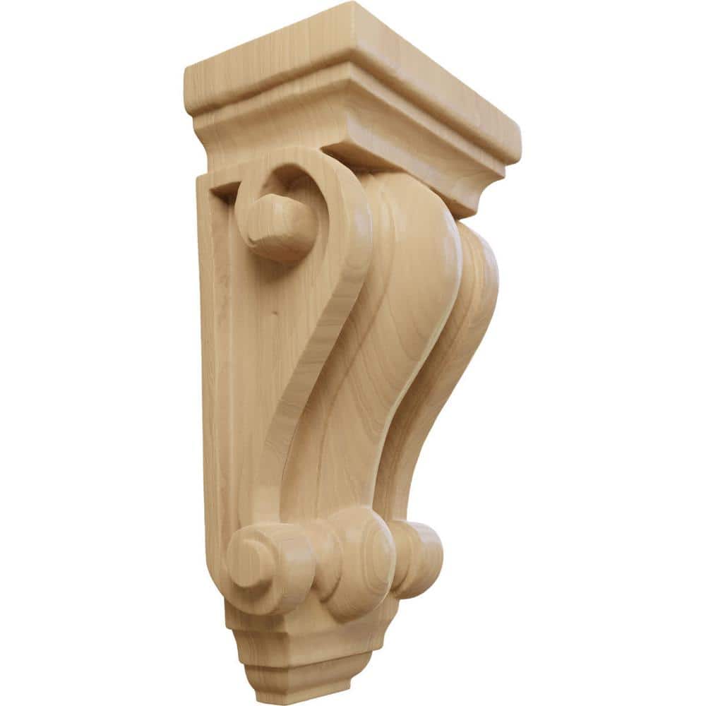 Cherry Hand-Carved Hardwood Pilaster Corbel, 7.5" x 4"
