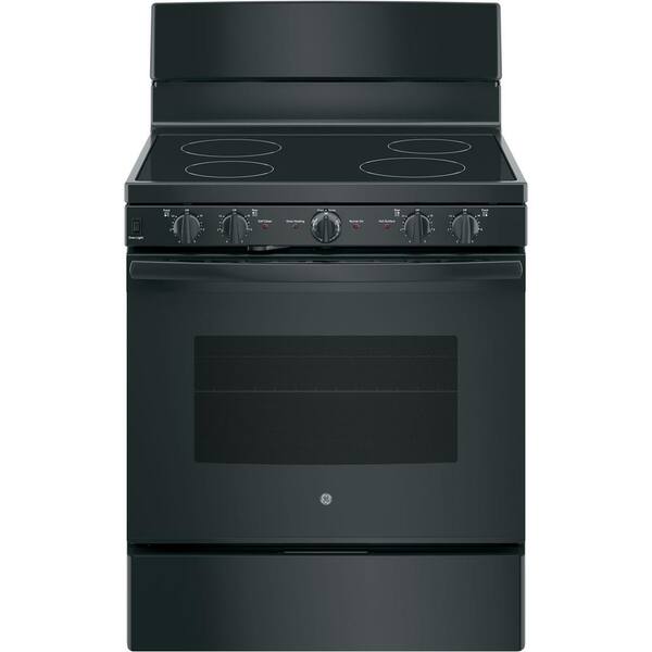 GE 30 in. 5.0 cu. ft. Electric Range with Self-Cleaning Oven in Black ...