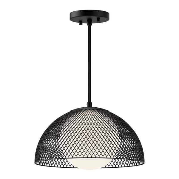 ALORA MOOD Haven 12 in. 1 Light 60-Watt Matte Black/Opal Matte Glass Pendant Light