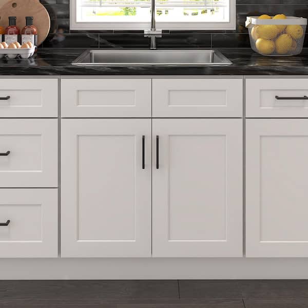 30 in. W x 24 in. D x 34.5 in. H Ready to Assemble Sink Bases Kitchen Cabinet in White