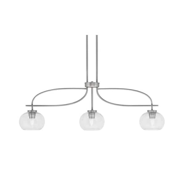 Unbranded Olympia 13 in. 3-Light Chandelier Graphite Clear Bubble Glass Shade