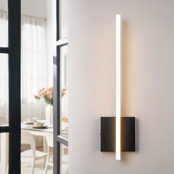 Rennnsan Joyce 19.68 in. 1-Light Black Linear Dimmable LED Wall Sconce