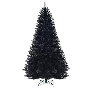 7.5 ft. Unlit Halloween Artificial Christmas Tree with 1258 Tips Metal Stand Black