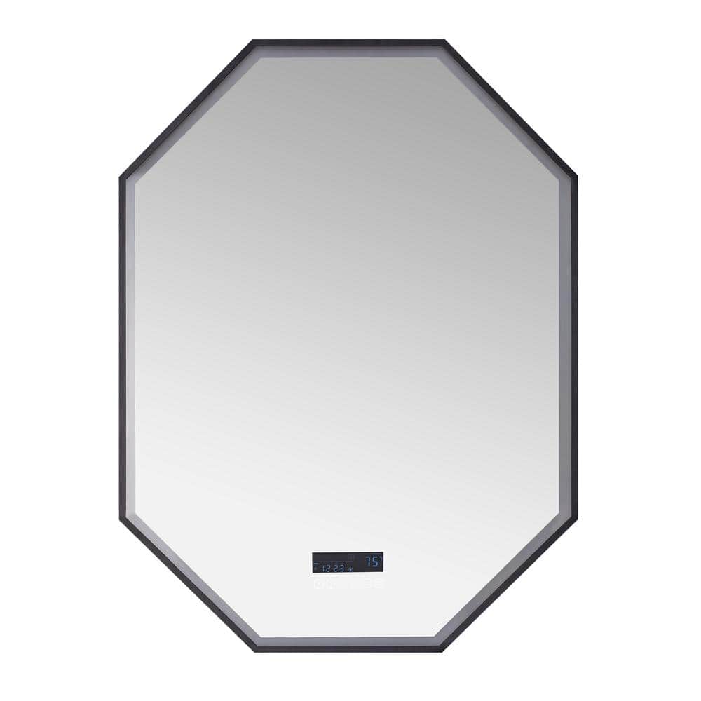 Otto 30" x 40" Black Aluminum Octagonal LED Vanity Mirror