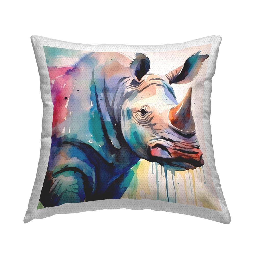 Modern Rhino Portrait Outdoor Printed Throw Pillow by Walker Noble price history on PriceWatchPro