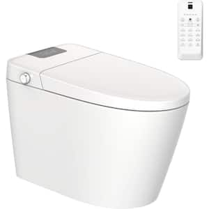 LED Elongated Bidet Toilet 1.28 GPF in White, Heated Seat, Auto Flush/Open/Close, Foot Sensor, Power Outage Flushing