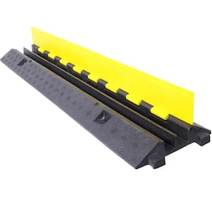 9 in. x 3.25 ft. Conduit Cable Protector Ramp Rubber Modular Speed Bump 11000 LBS Load Capacity (2 Channel, 5 Pack)