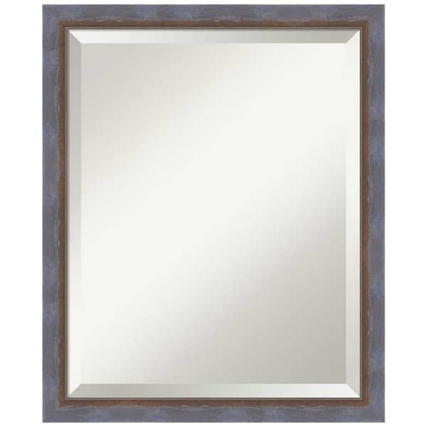 Amanti Art Two Tone Blue Copper 18.25 in. x 22.25 in. Beveled Modern Rectangle Wood Framed Bathroom Wall Mirror in Blue