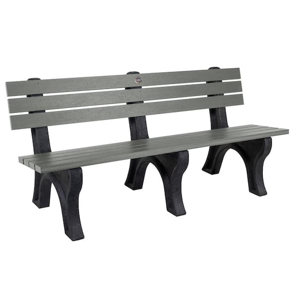 Highwood Aurora 6 ft. 3-Person Coastal Teak Recycled Plastic Outdoor Traditional Park Bench