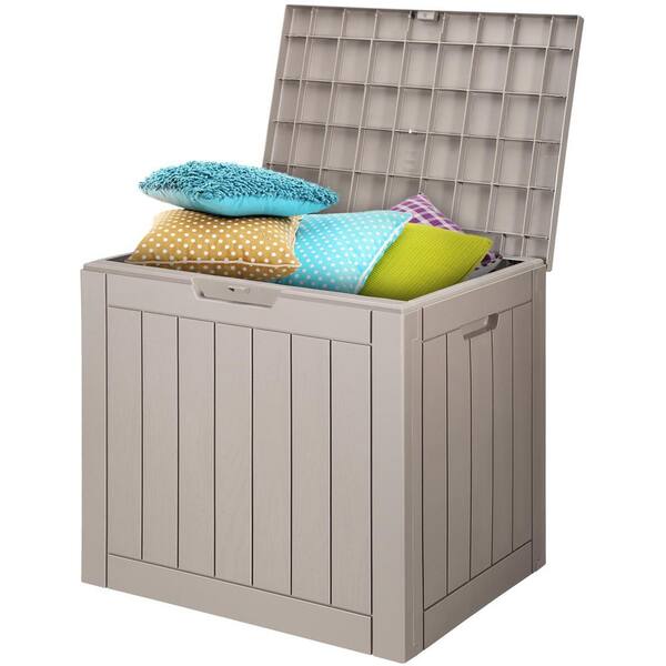 Outdoor Storage Box, 31 Gal. Resin Deck Box, Backyard Outside Toy and Towel Storage Cabinet Waterproof, for Garden Tools