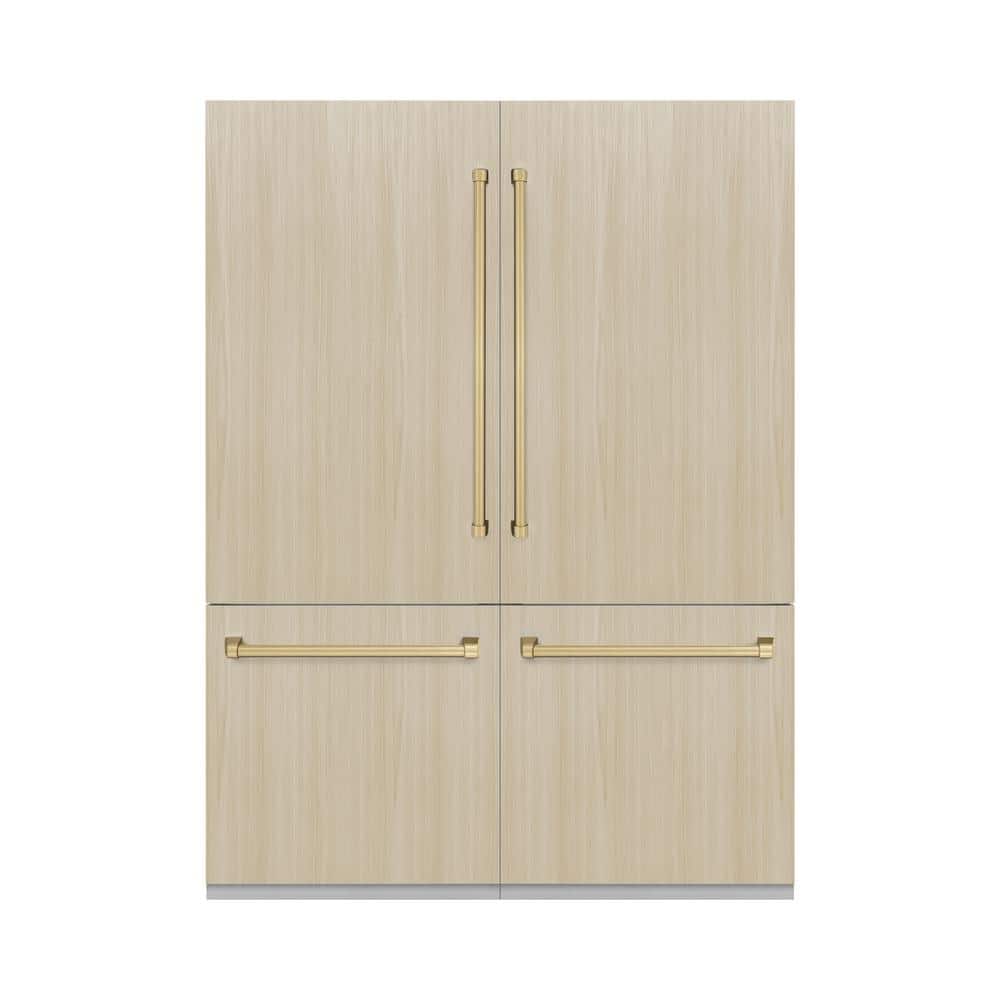Autograph Edition 60 in. 4-Door Panel Ready French Door Refrigerator w/ Ice, Water Dispenser and Champagne Bronze Handle