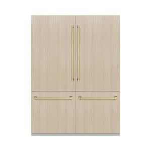 Autograph Edition 60 in. 4-Door Panel Ready French Door Refrigerator w/ Ice, Water Dispenser and Champagne Bronze Handle