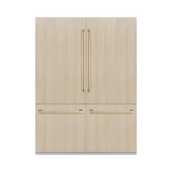 Autograph Edition 60 in. 4-Door Panel Ready French Door Refrigerator w/ Ice, Water Dispenser and Champagne Bronze Handle