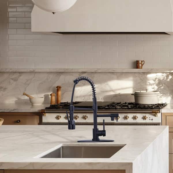 2-Spout Single Handle Pull Down Sprayer Kitchen Faucet with Advanced Spray in Solid Brass Polished Chrome