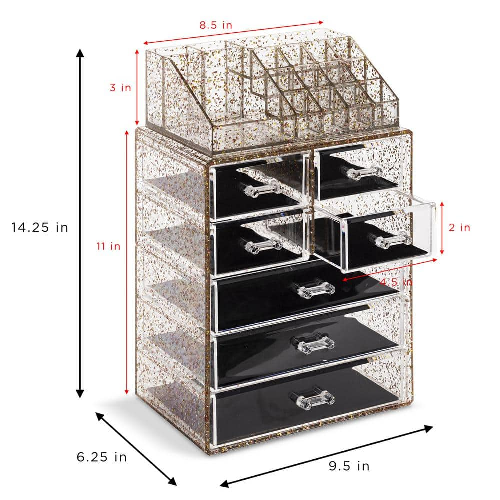 Sorbus Black Clear Makeup Organizer MUP-SET-34BLK - The Home Depot