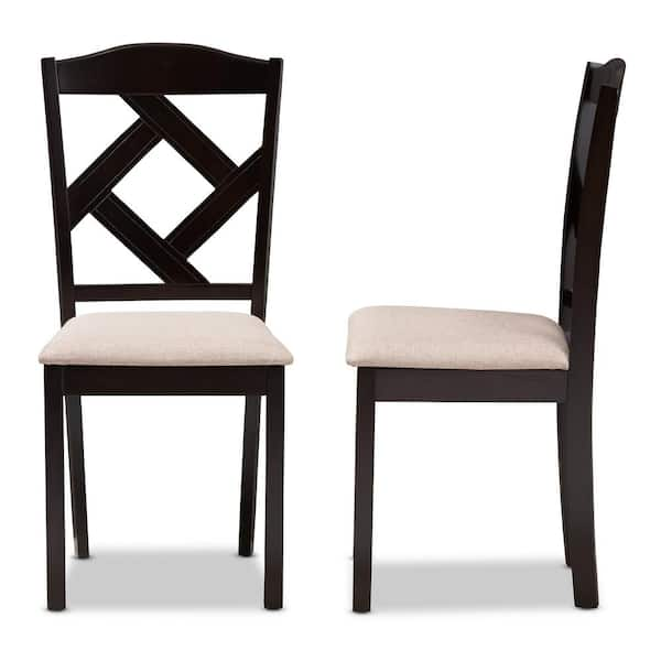 Baxton Studio Ruth Beige and Dark Brown Fabric Dining Chair Set