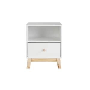 MOD 1-Drawer White Nightstand 24.5 in. H x 17.5 in. D x 19.5 in. W