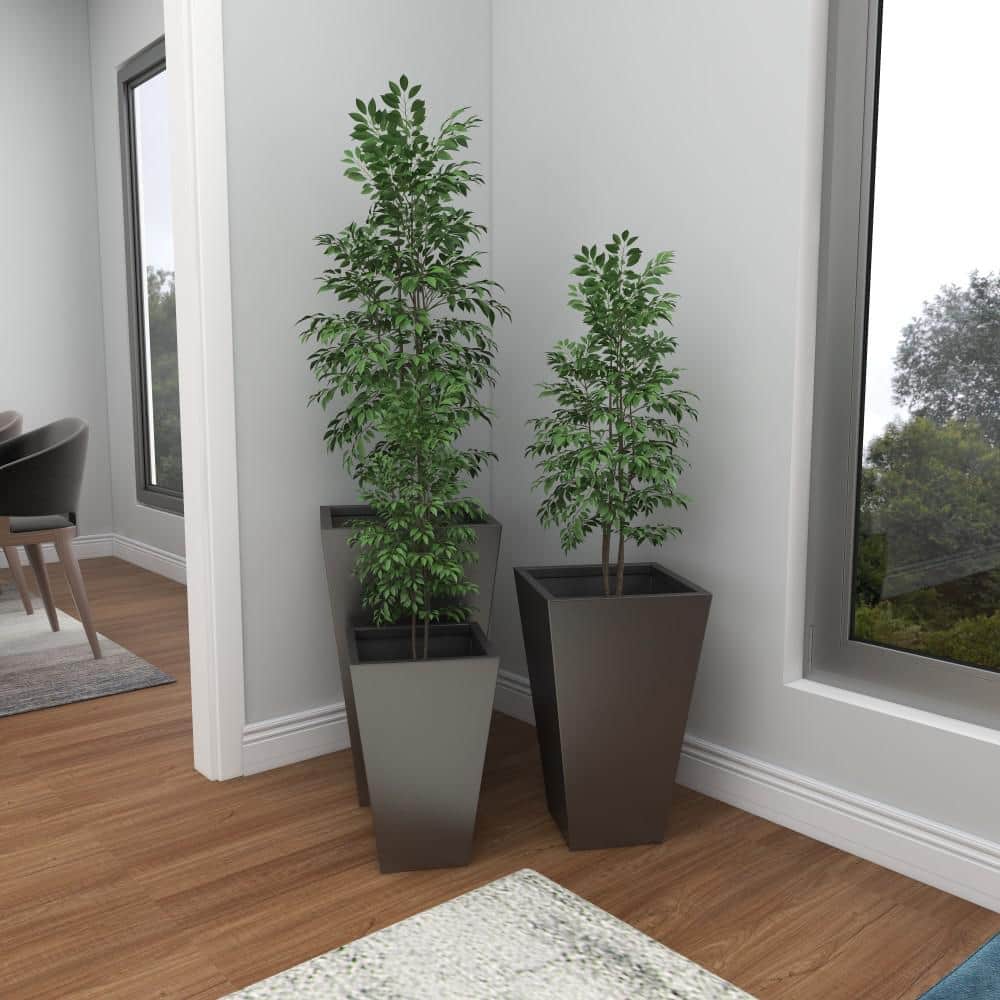 Gray Iron Trapezoidal Indoor/Outdoor Planter Set of 3