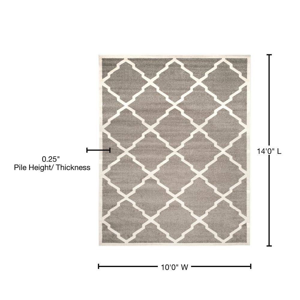 Gray and Beige Moroccan Trellis Outdoor Area Rug