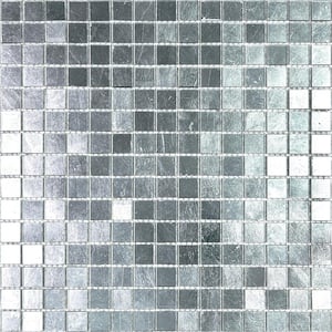Altin Glossy Silver 12 in. x 12 in. Glass Mosaic Wall and Floor Tile (20 sq. ft./case) (20-pack)