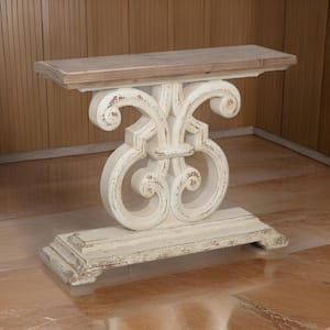 43.3 in. White and Brown Rectangle Wooden Console Table with Wide Top