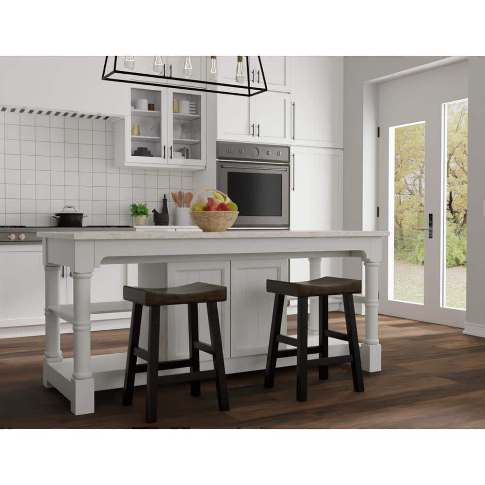 Elm and Black 25" Saddle Style Wood Counter Stool