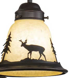 Bryce 3-Light LED Burnished Bronze Rustic Deer Mini Chandelier or Ceiling Fan Light Kit with Shades