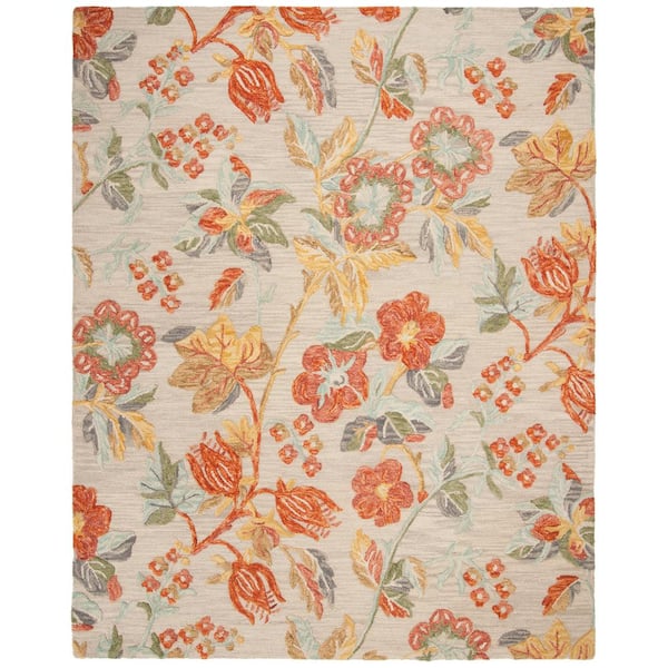 SAFAVIEH Blossom Gray/Red 10 ft. x 14 ft. Floral Area Rug