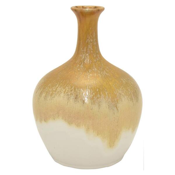 THREE HANDS 12 in. Brown Ceramic Decorative Vase