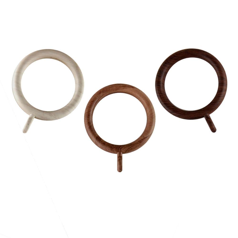 Chestnut Faux Wood Curtain Eyelet Rings, Set of 10