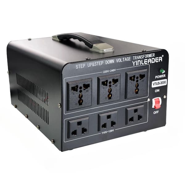 110/120V - 220/240V Voltage Converter 3000W Step Up/Down Transformer in Black, 1-Pack, with Circuit Breaker Protection
