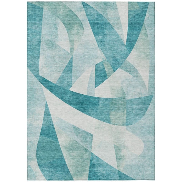 Chantille Machine Washable Indoor/Outdoor Abstract ACN1836 Teal 9 ft. x 12 ft. Accent Rug