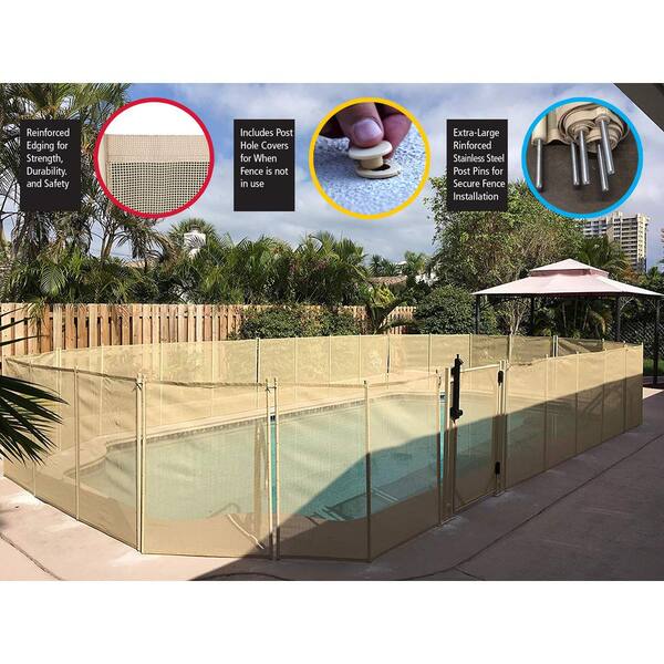 WaterWarden 4 ft. H x 12 ft. W Beige In Ground Pool Safety Fence