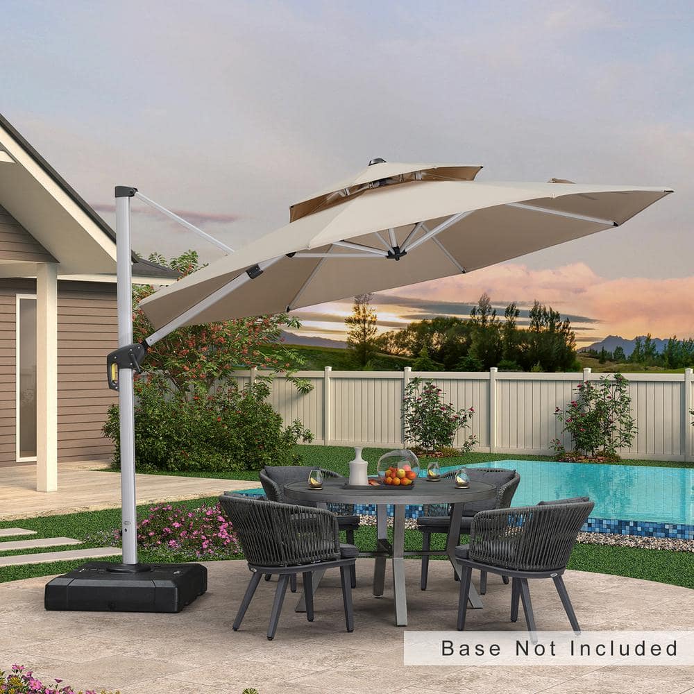 11 ft. Octagon Aluminum Patio Cantilever Umbrella for Garden Deck Backyard Pool in Beige price history on PriceWatchPro