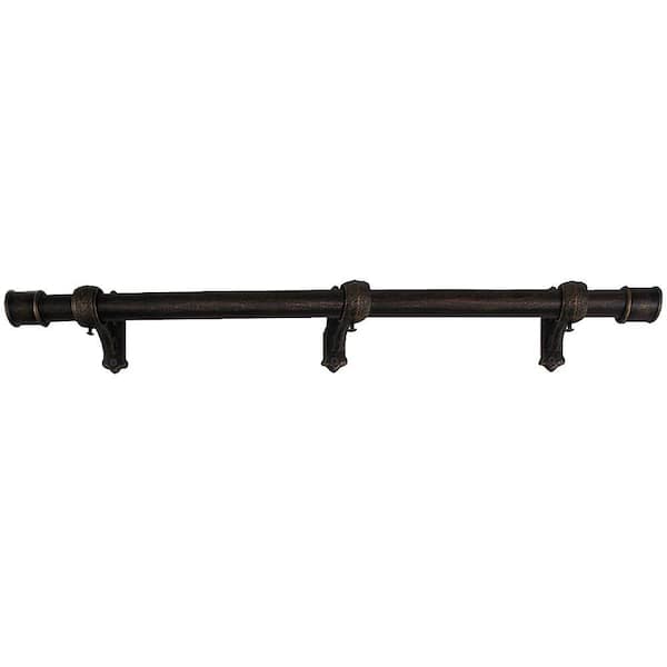 8 ft. Fixed Length 1 in. Dia. Metal Drapery Single Curtain Rod Set in Black  with End Caps Spool Finial