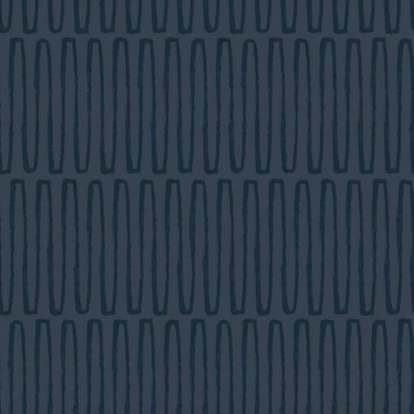 A-Street Prints Lars Blue Navy Retro Wave Wallpaper Sample