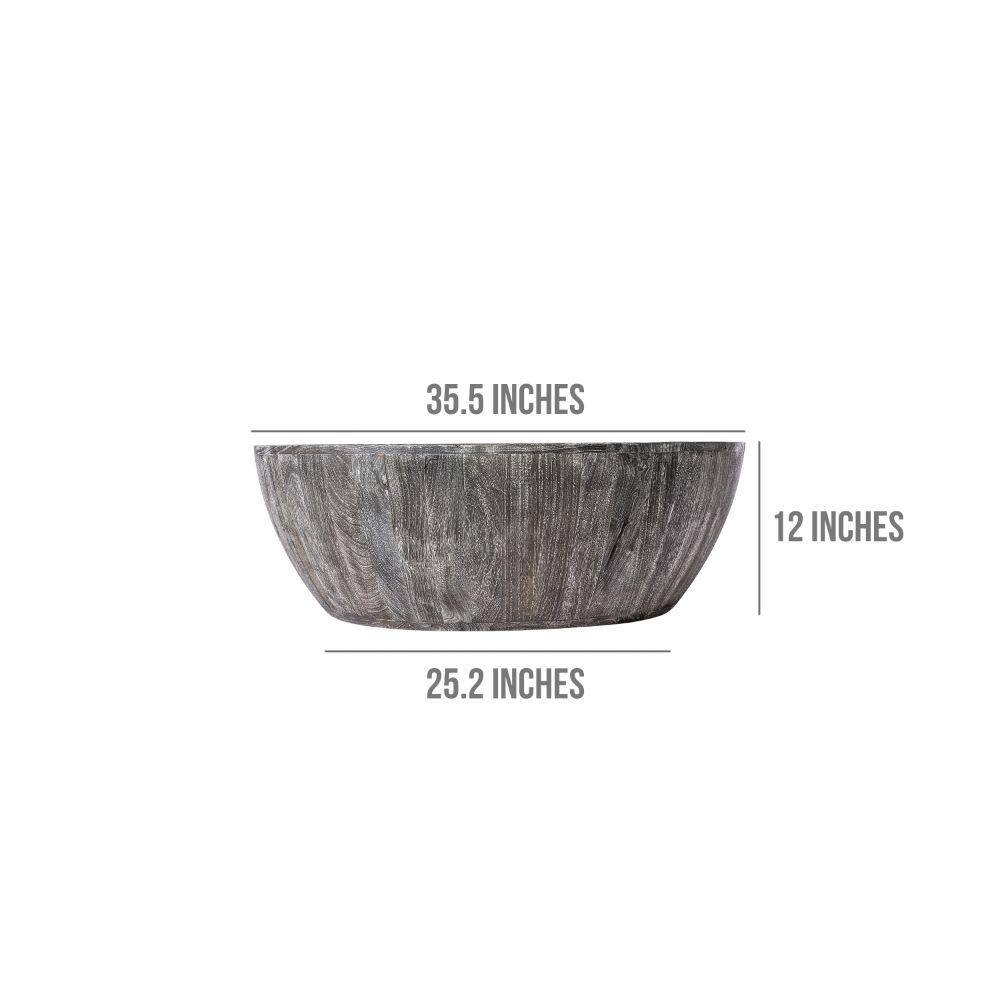 Arthur 36" Sandblasted Black Mango Wood Round Coffee Table