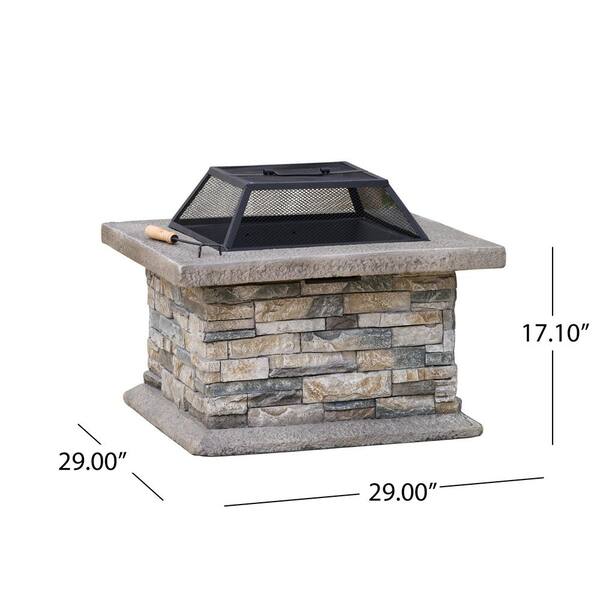 Square Natural Stone Fire Pit, Real Flame Crestone Fire Pit