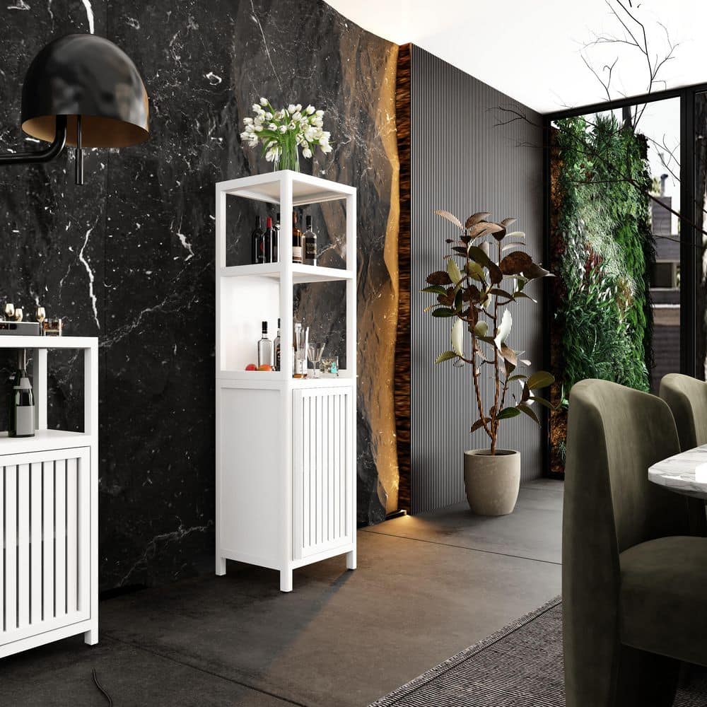 White 52 in. H Accent Cabinet,Wood Bathroom Storage Cabinet with 2-Open Shelves & 1-Cabinet for Bathroom and Living Room price history on PriceWatchPro