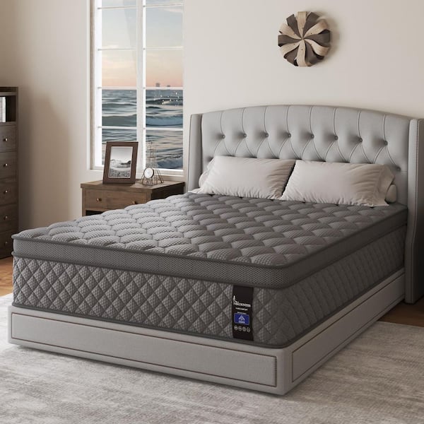 King Size Medium-Firm Gel Memory Foam Hybrid Mattress 12 in. Bed-in-a-Box Mattress in Gray
