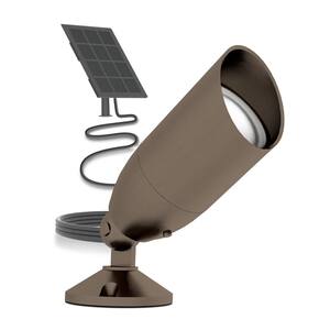 OneSync Landscape 300 Lumens Bronze Solar Integrated LED Outdoor Spotlight Multi-CCT Plus RGB w/Adj Head Panel and Cable