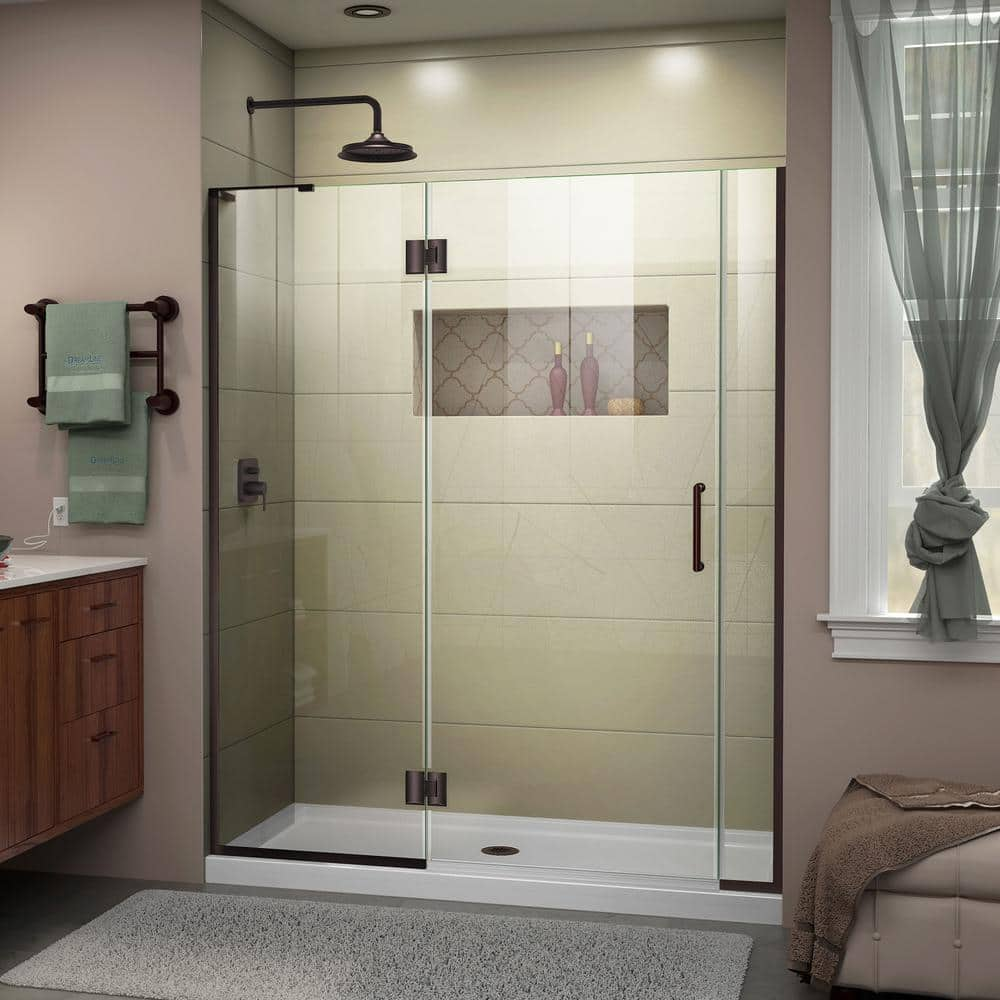 DreamLine Unidoor-X 57 to 57.5 in. x 72 in. Frameless Hinged Shower Door in Oil Rubbed Bronze