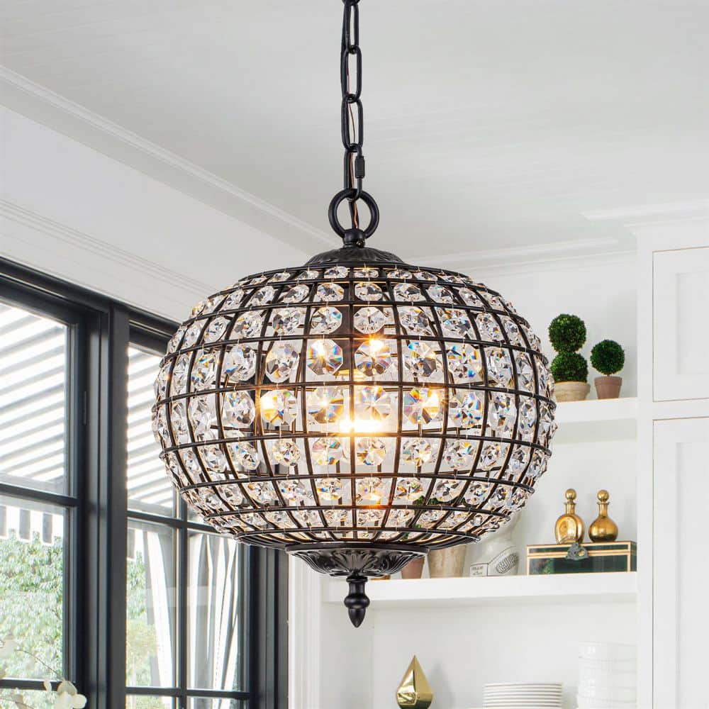 EDISLIVE Allenglade 1-Light Black Crystal Chandelier for Dining