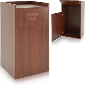 40 Gal. Mahogany Wood Tray Top Food Service Industry Waste Enclosure Commercial Trash Can Coverage with Lid